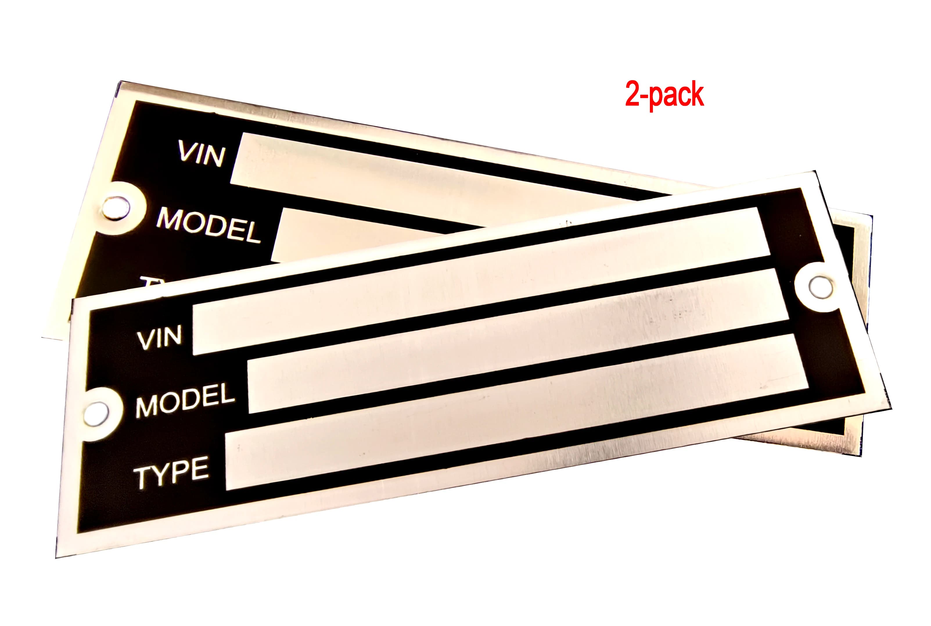 Pack of 2 blank identification plates for vehicles, trucks, boats, trailers, with identification number (VIN) and weight, 100 mm x 33 mm