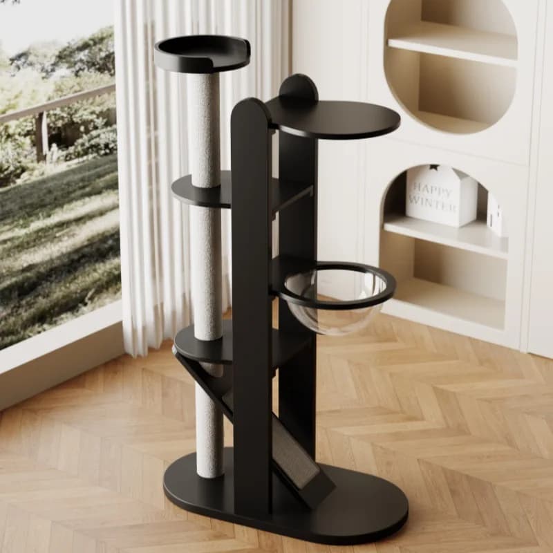 Solid Wood Multifunctional Cat Tree with Climbing Frame, Scratching Post and Cat Bed（need to be customized）