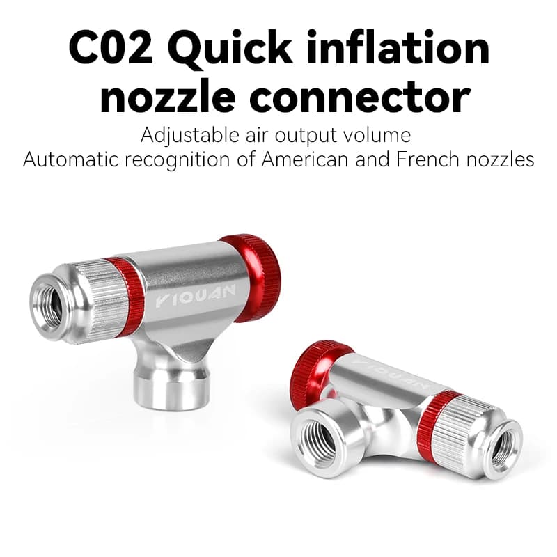 Gonfiatore per pneumatici per biciclette CO2 Pompe per CO2 Testa di gonfiaggio Strumento per pompa per pneumatici per bici in lega di alluminio Mini pompa per CO2 per bici Accessori per biciclette