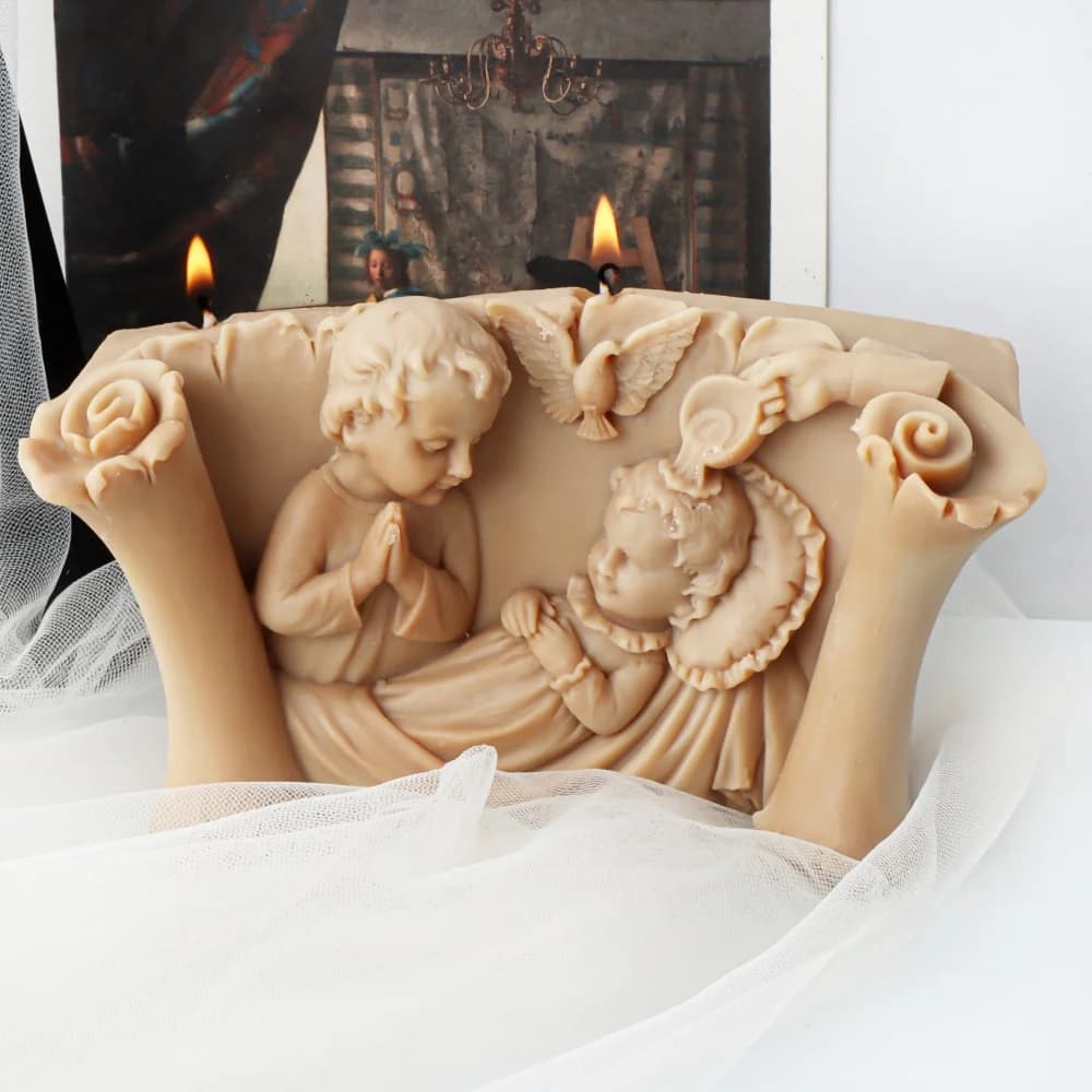 Prayer Blessing Corner Silicone Candle Print for Kids DIY Image Roll Resin Gesso statues for the first bed Creation of decorations for religious house