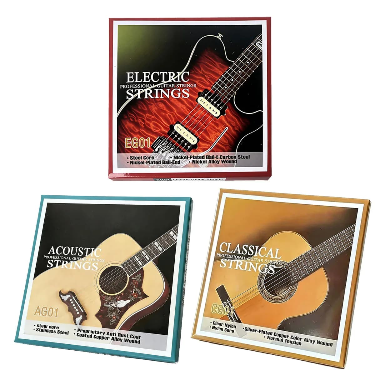 Miwayer 1 Set CG01/AG01/EG01 Collezione di corde per chitarra - Scegli il tuo modello, classico/acustico/elettrico, accessori per chitarra