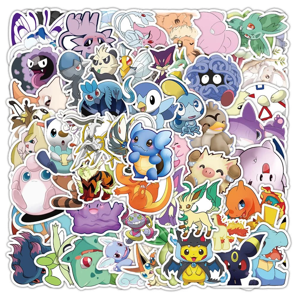 10/30/50/100 Pezzi Adesivi Anime Pokemon Carini, Graffiti Cartoon, Decalcomanie Fai-da-Te per Laptop, Telefono, Notebook, Valigia, Diario, Impermeabili