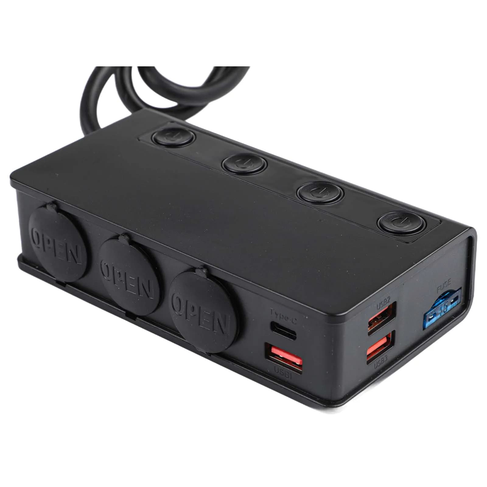 Caricabatterie per Auto ad Alta Potenza 12V 24V Nero con Ricarica Rapida e Monitoraggio Intelligente del Voltaggio con Display Digitale