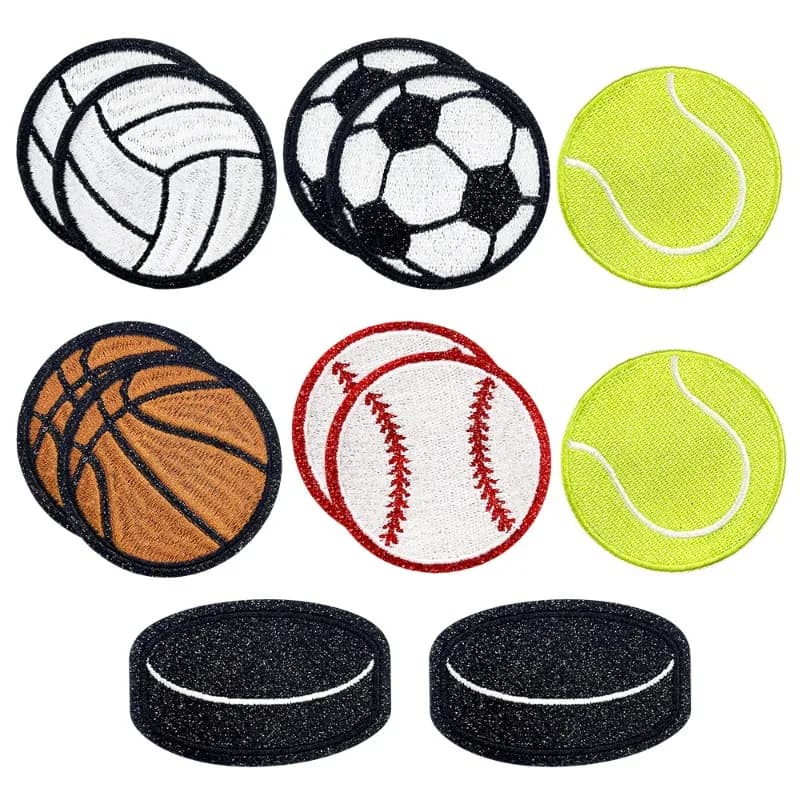 Glitter Sport Baseball Calcio Tennis Cucito termoadesivo Distintivo ricamato Toppe T-shirt fai da te Cappello Zaino Abbigliamento Appliques Adesivo