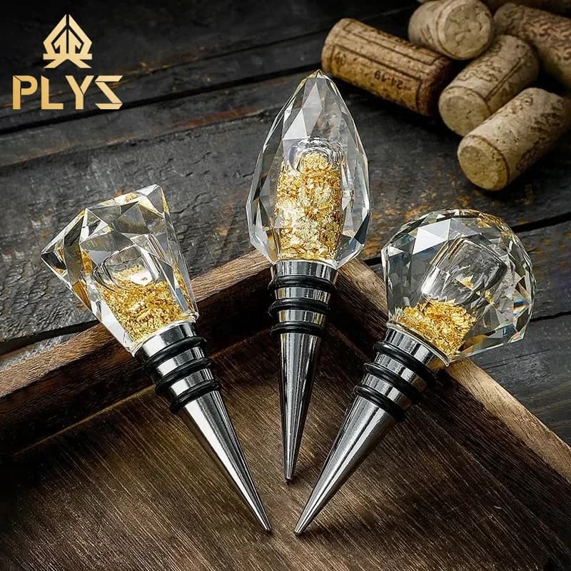 Tappo per vino in cristallo di vetro creativo, tappo sigillato freshkeepin per birra domestica, tappo in cristallo con faccia di diamante imitazione di lusso