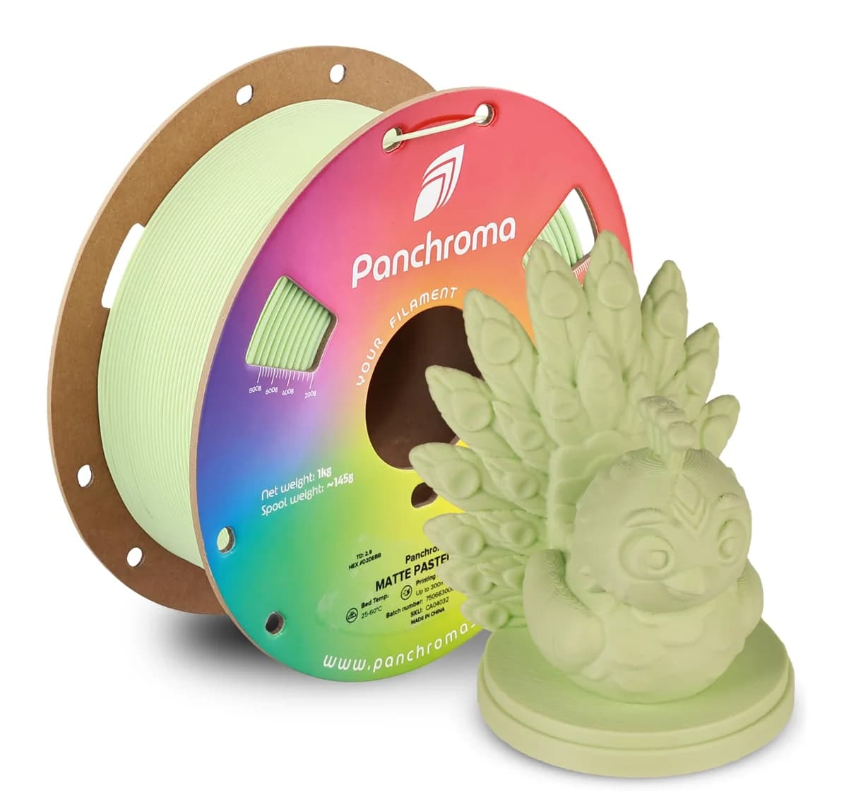 Filament PLA Opaco Polymaker Panchroma, Green Pastel 1.75mm 1kg for 3D Printing, Compatible with Most FDM Printers, 1kg Coil (2.2lbs)