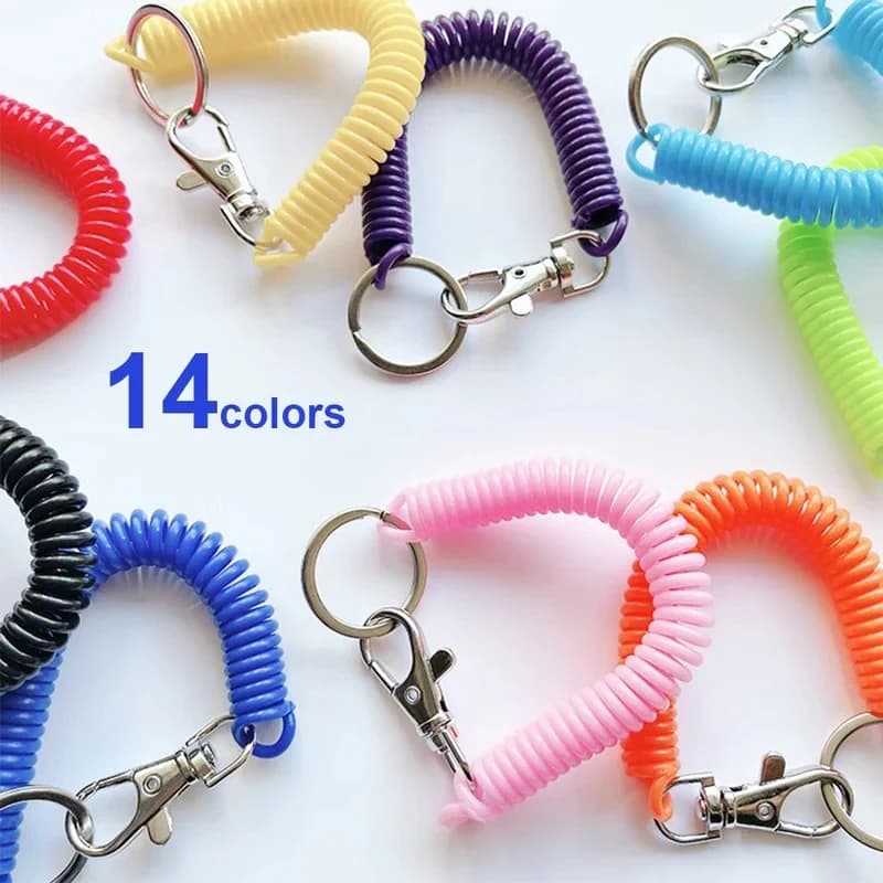 1/2/4 Pieces Telescopic Spiral Keychain with Spring, Anti-theft and Anti-loss, Safety Horn, with Metal Mosque