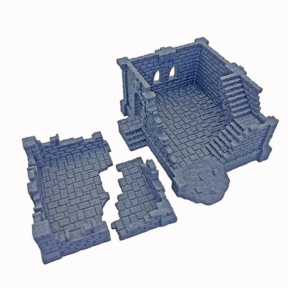 3 pezzi set di ruine stampate in 3D enorme edificio in rovine giocabile per il kit modello di castello in rovine del terreno storico Fantasy Wargaming/RPG/DND