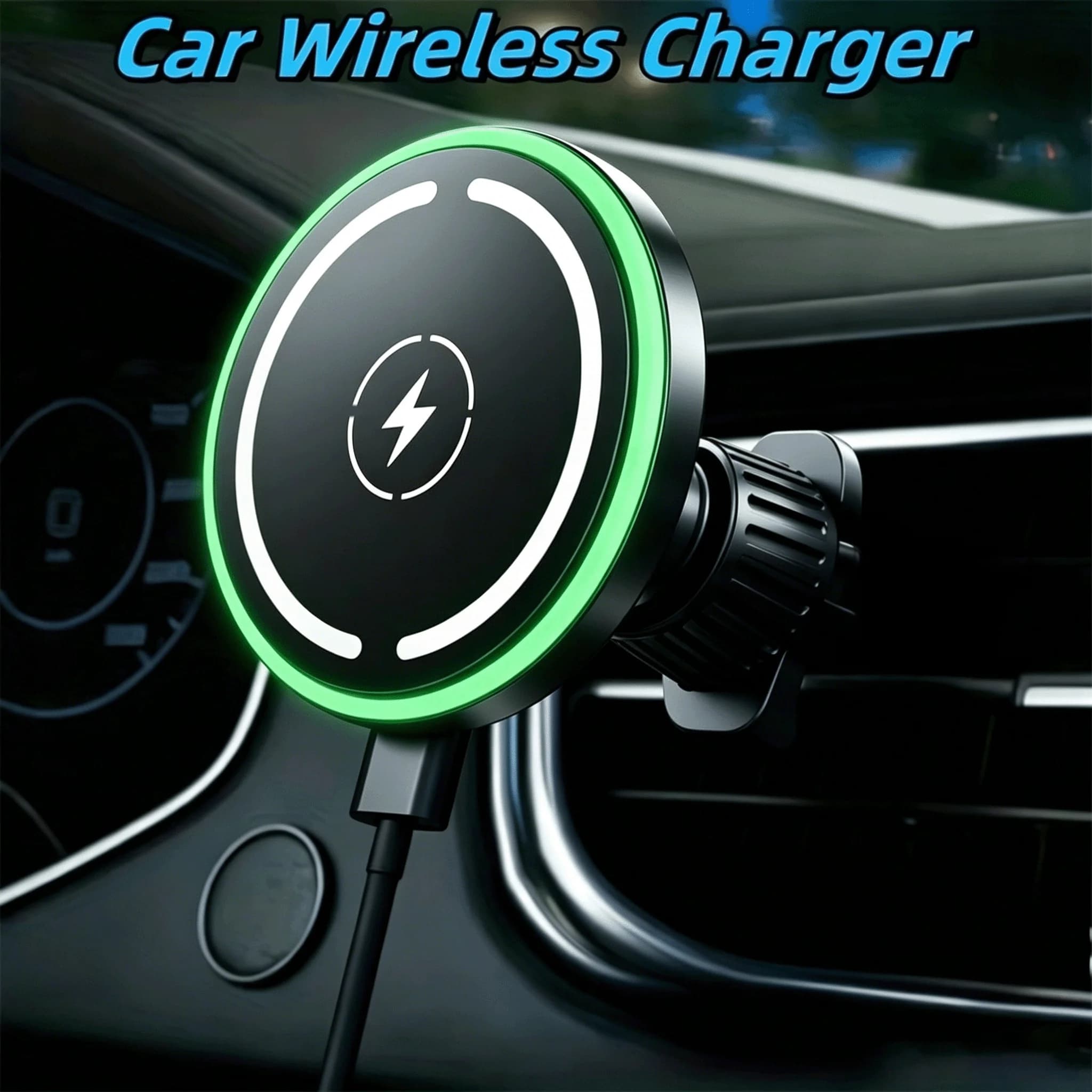 LED Wireless Charger Magnetic Car phone Holder for iPhone 14 13 Pro Max 12 Phone Accessories 30W Fast Charging Induction Adapter