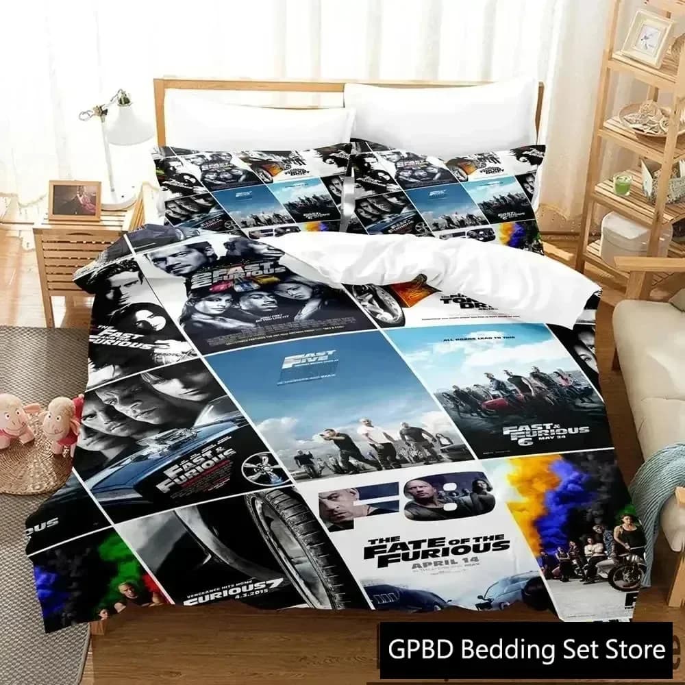 Stampa 3D Veloce e Furioso Comodo Copripiumino Federa Set di biancheria da letto Decorazione camera da letto per bambini Tessili per la casa