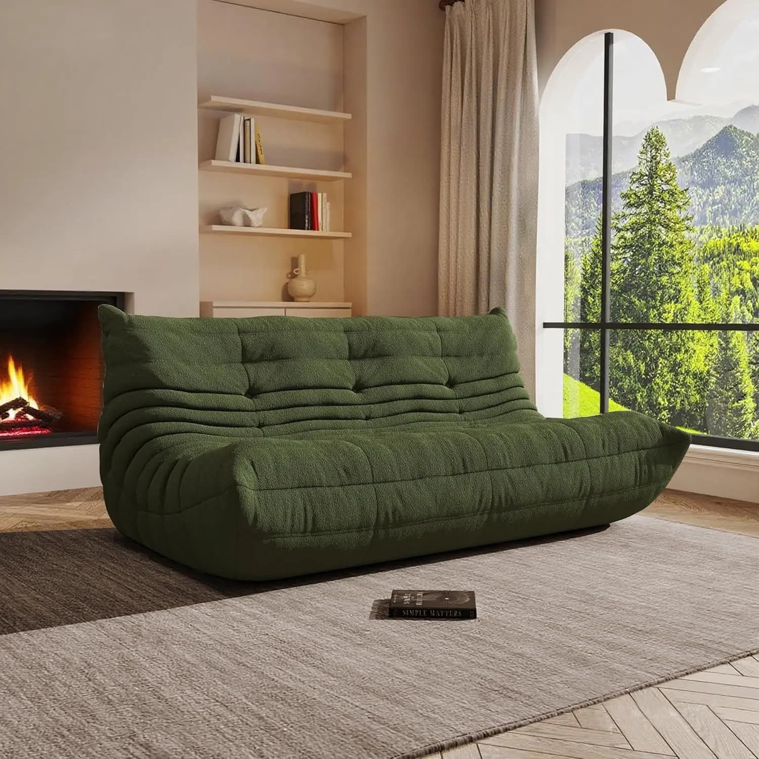 Poltrona a sacco 3 posti in memory foam, comoda sedia da pavimento per gaming, camera da letto, soggiorno, verde, personalizzabile