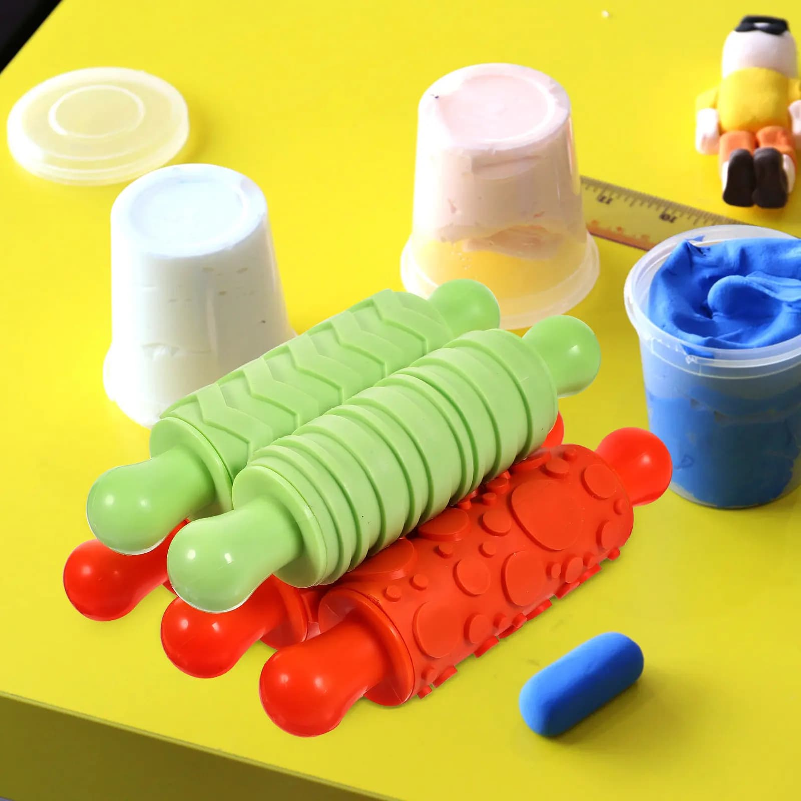 5Pcs Plastic Rolling Pins for Baking Dough Pizza Dumpling Pastry Kids Kitchen Pretend Play Home Bakery Parent-Child Activity