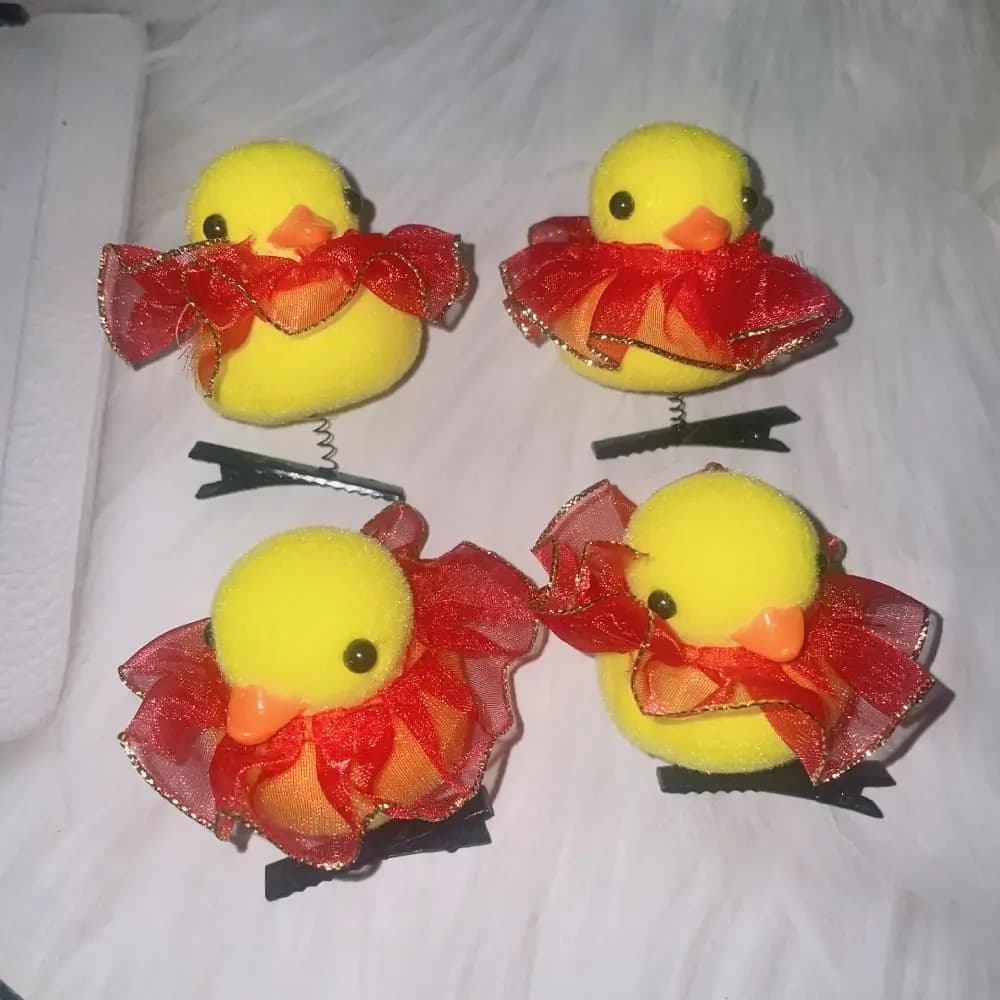 Hair clips with flower-shaped duck, plush cap, side springs for chicken, animal crown, duck beak clip for children/children