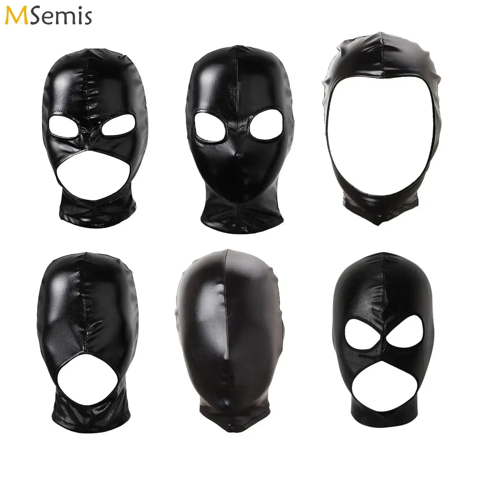 Maschera in lattice unisex lucida effetto bronzo con foro per la bocca, copricapo integrale per giochi di ruolo, maschera in lattice.