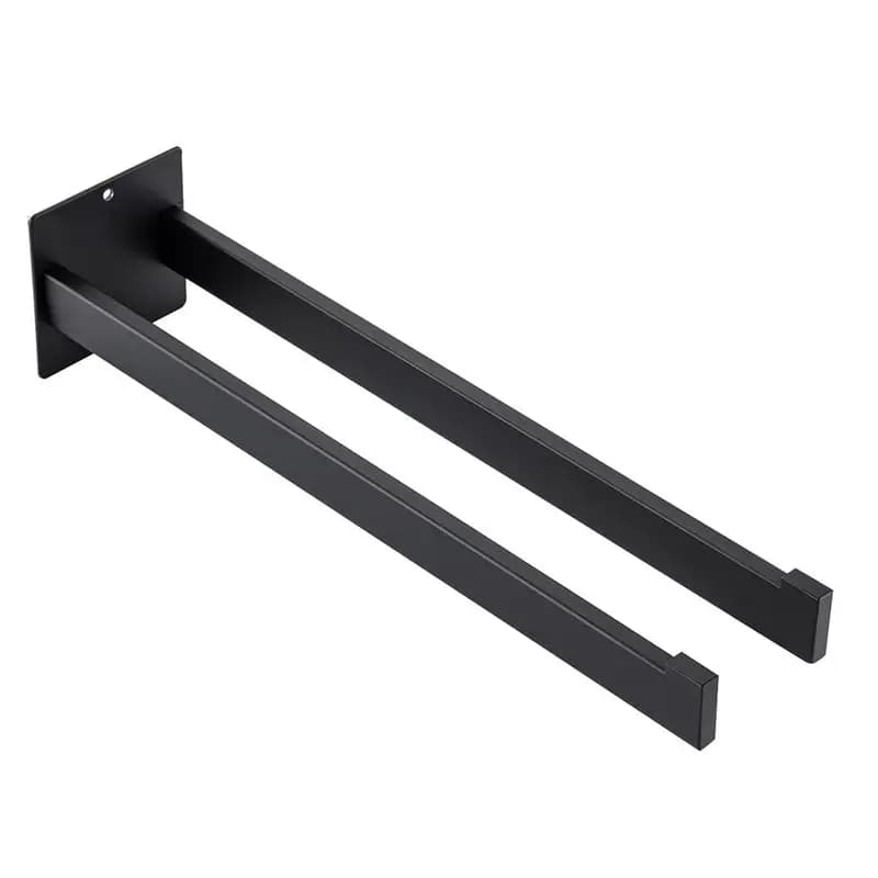 A21Q - Portasciugamani senza foratura, autoadesivo, doppio, quadrato, in acciaio inossidabile, montaggio a parete per bagno e cucina, 40 cm