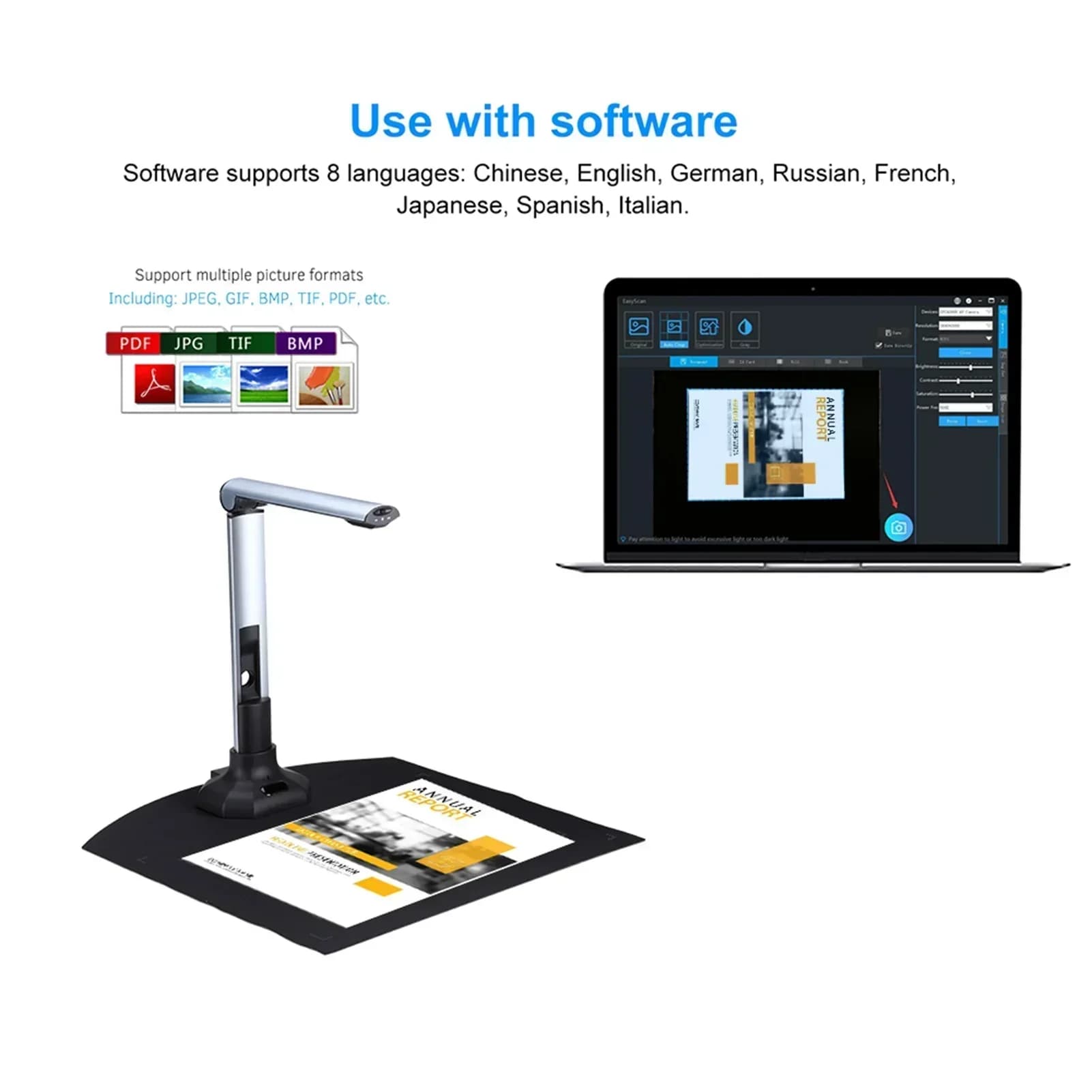 Lettore di scanner per fotocamera per passaporto Lettore di documenti per libri Macchina per scansione di acquisizione di libri A3 HD con LED per carte d'identità Libri BK52