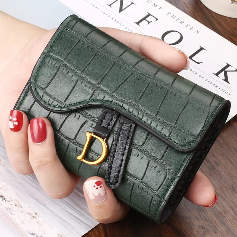 Portacarte di Lusso da Donna, Mini Portafoglio Corto in PU con Stampa a Lettere, Borsa Multifunzionale Compatta