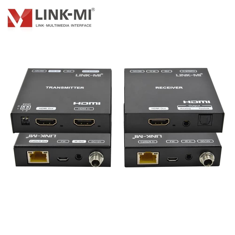 HDMI 2.0 4K60Hz extender on 70 m single Cat5e/6 cable, IR passer, with loop output and EDID management