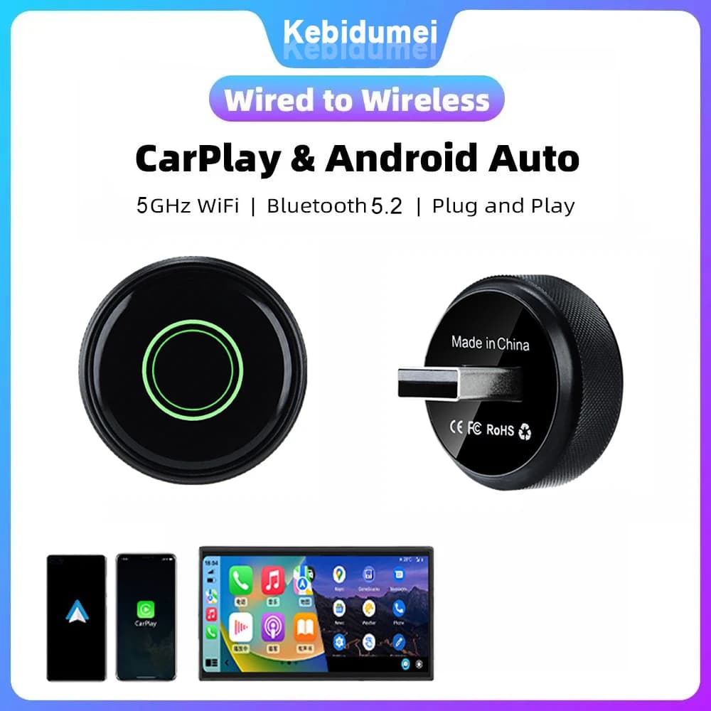 New Carplay Wireless 2 in1 Adapter for Android iPhone Auto Wired Smart Box Wireless Plug and Play Fast Wifi 5Ghz