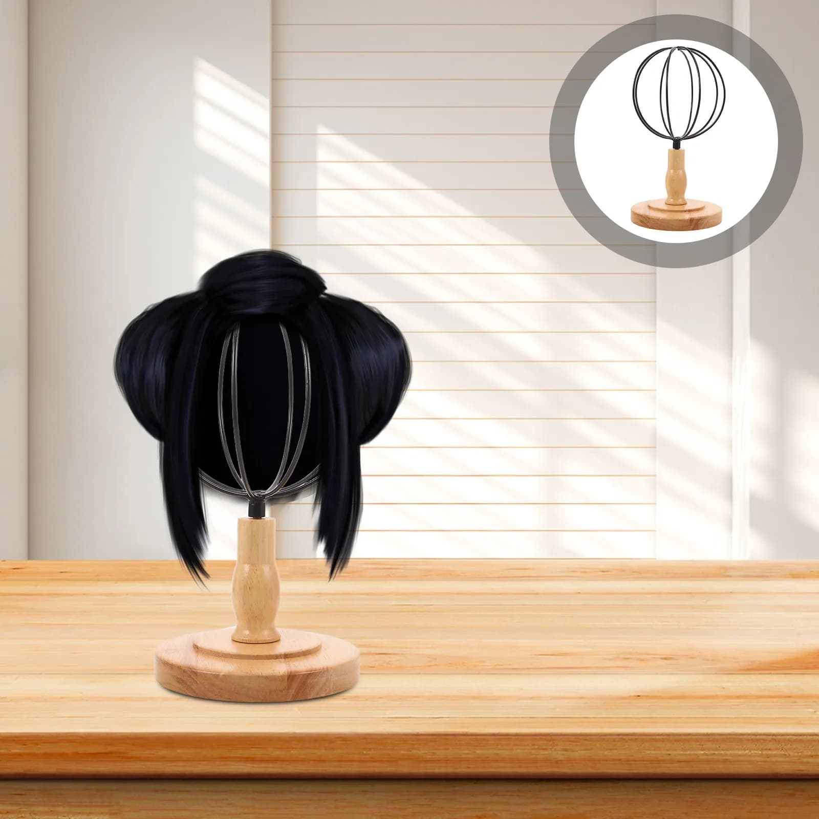 Freestanding Hat Display Stand Metal Wire Rack Detachable Wood Base Tabletop Holder Cowboy Fedora Baseball Cap Organizer