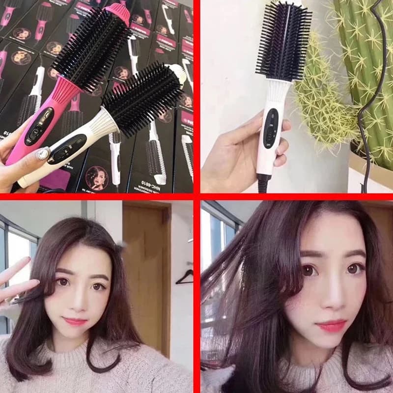 【L】Ferro arricciacapelli multifunzionale con riscaldamento in ceramica, spazzola rotonda elettrica per stirare i capelli, strumento professionale per lo styling