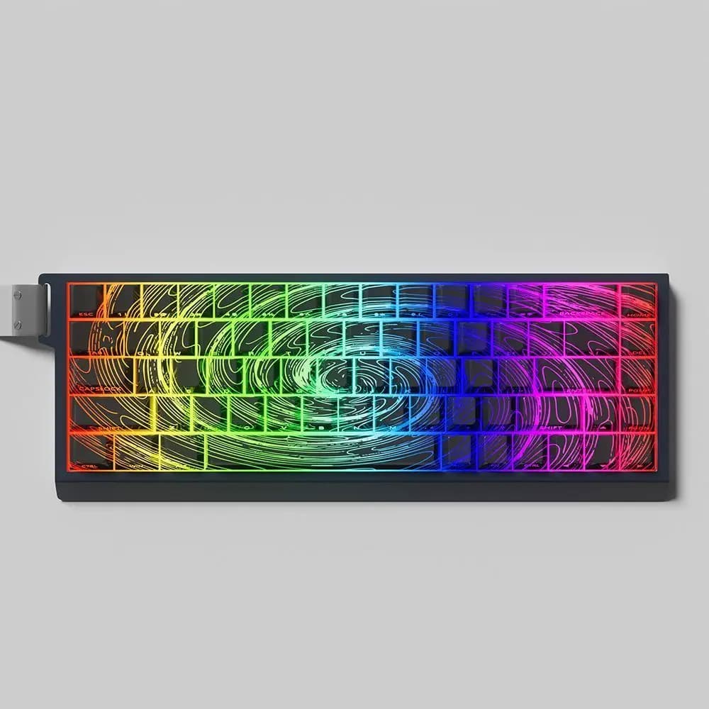 Set di 73 Tasti Tema Uragano, Keycaps Trasparenti in PBT, Profilo CHERRY per Tastiera Meccanica ANSI Made68 Mad68 Wooting 60
