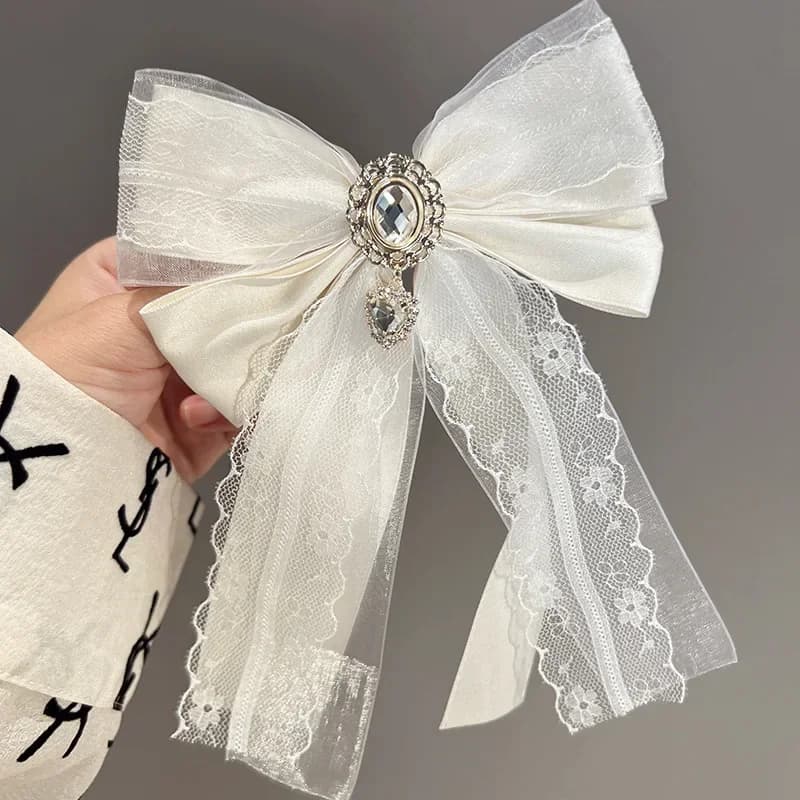 Nuovo pizzo strass papillon forcina doppio scopo stile college camicia professionale banca hotel assistente di volo collare accessori