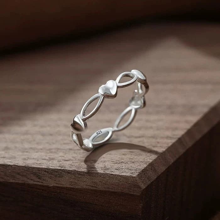 VENTFILLE Anello a cuore in argento sterling 925 per donna, minimalista, traforato, fresco, dolce, alla moda, gioiello regalo, dropshipping