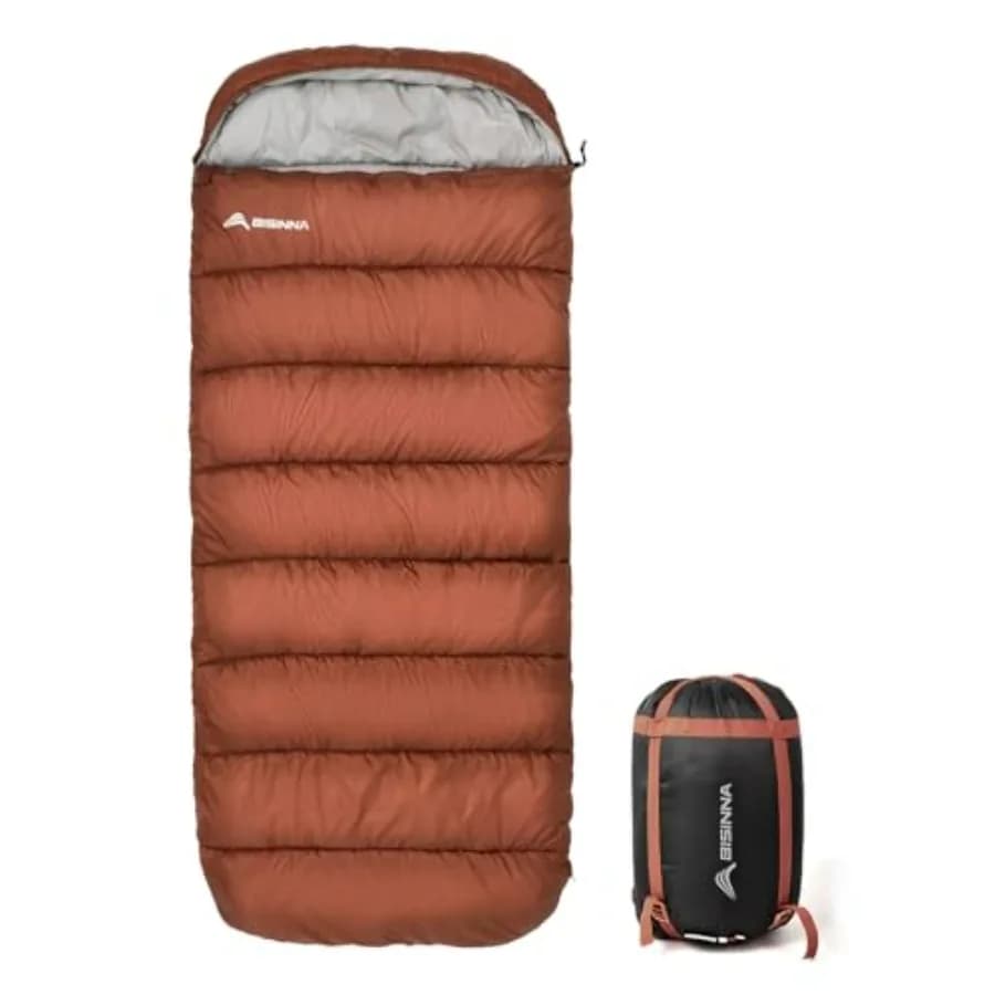 Sacco a Pelo XXL per Campeggio, Escursionismo, Uso Interno ed Esterno: 90.55x39.37, Guscio in Poliestere, Verde Oliva, Impermeabile, L