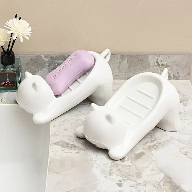 1 Pezzo Portasapone a Forma di Gatto, Contenitore in Plastica per Sapone, Accessori per Bagno, Decorazione Casa