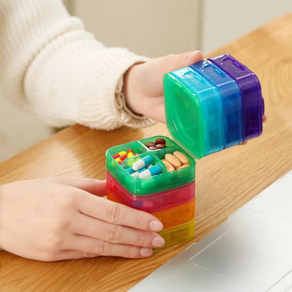 New Weekly Portable Premuim 4 times daily 28 days monthly pill organizer storage box for medicine vitamin fish oil supplement
