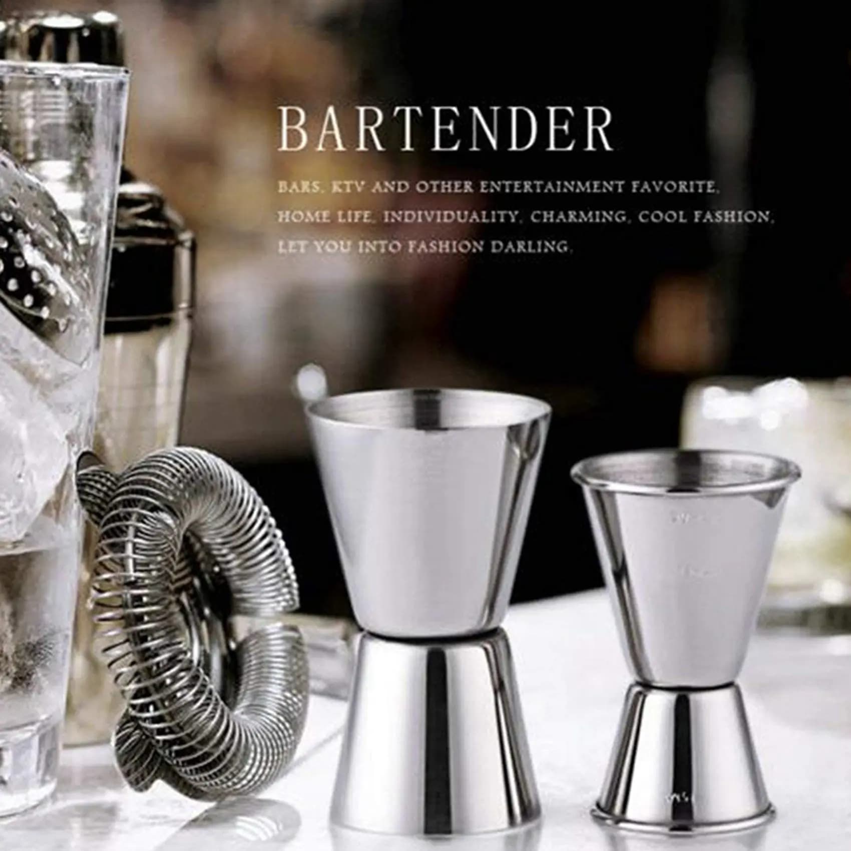ABMR-2X Muddler da cocktail in acciaio inossidabile, cucchiaio da miscelazione, set da jigger, set di attrezzi da bar per shaker per cocktail da vino per feste da bar