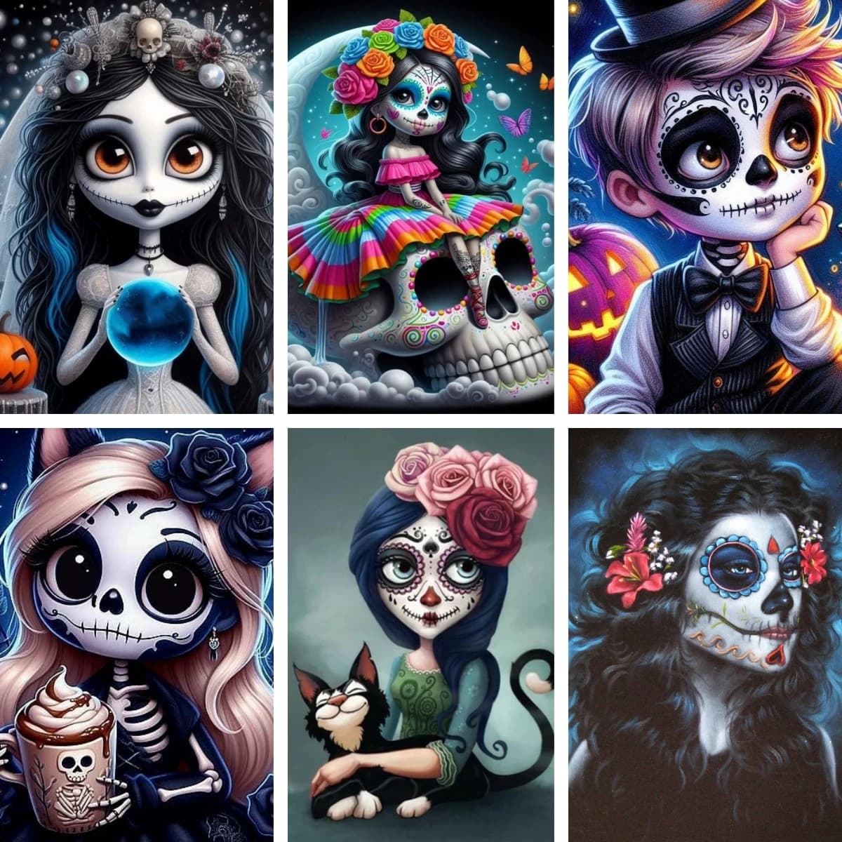 Diamond Mosaic Rhinestones Catrina The Sugar Skull Princess Picture Embroidery Full Drill Cross Stitch Painting Wall Decor