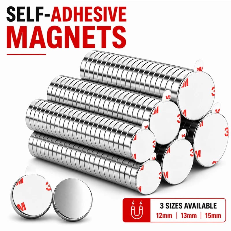10/12/13mm Powerful Round Magnets with Adhesive Backing N35 NdFeB Neodymium Magnetic Imanes Sticky Magnetic Stickers For Home
