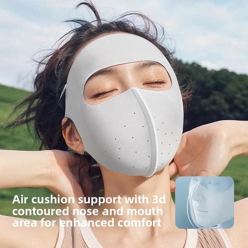 Summer Cool Sunscreen Mask Anti UV Ice Silk Non Trace 3D Breathable Forehead Protection Full Face Sunscreen Mask