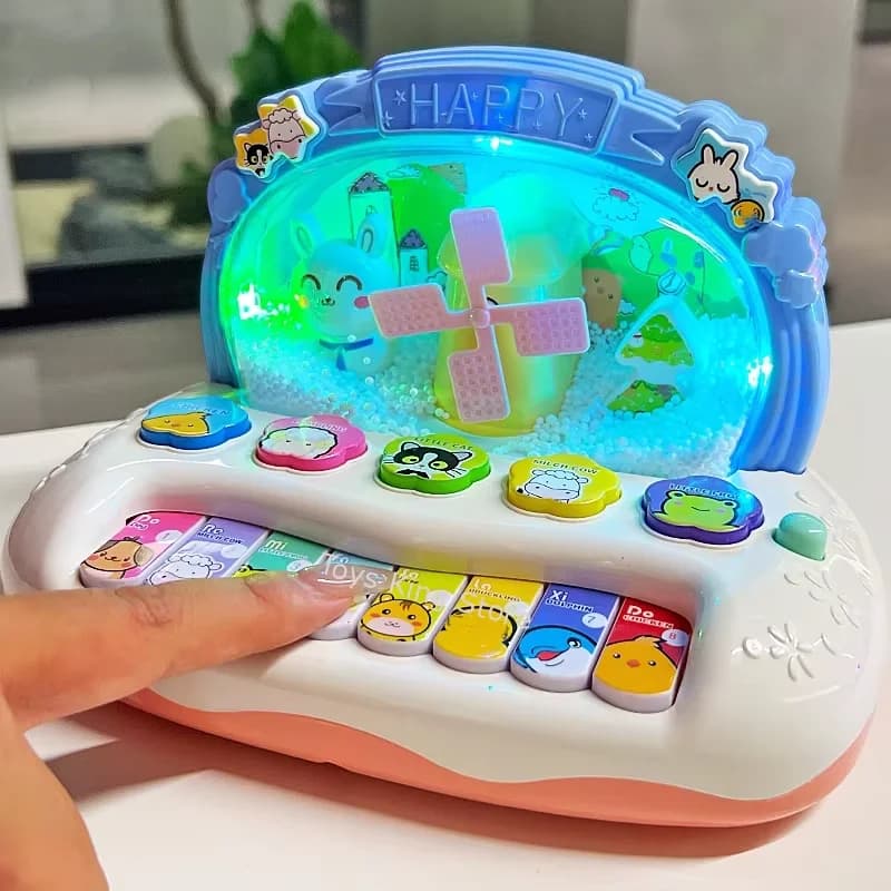 Pianoforte Elettronico con Tasti a Forma di Fiocco di Neve, Giocattolo Musicale per Bambini con Suoni e Luci, Gioco Educativo, Regalo di Natale