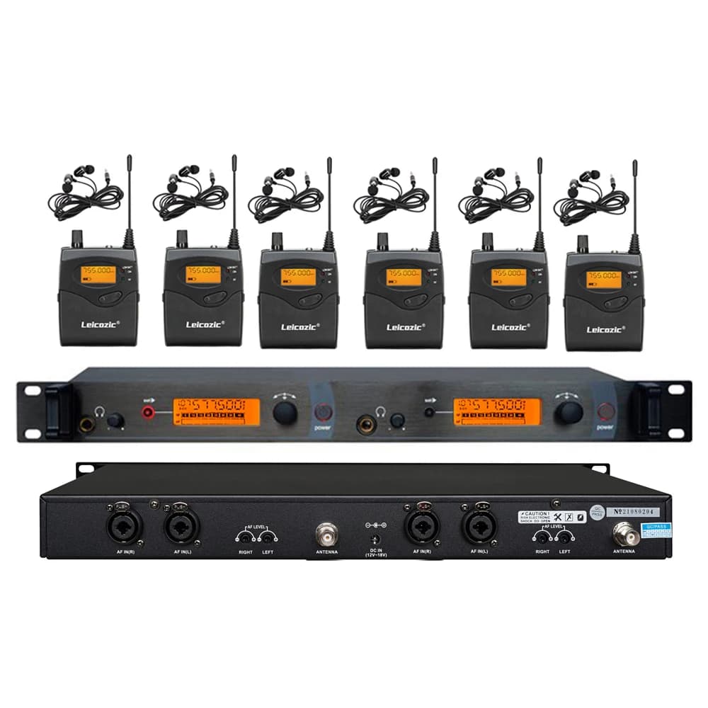 Sistema di monitoraggio Wireless leozic SR2050IEM In Ear cuffie Monitor auricolare Wireless professionale da palco 6 ricevitore sistema audio da 100M