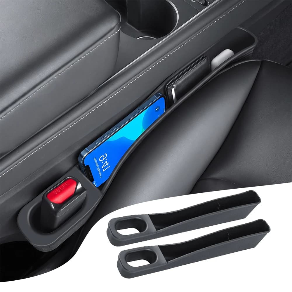 Car Seat Gap Filler Organizer TPE Side Seam Car Gap Filler Leakproof with Storage for Tesla Model 3 Highland Model Y Juniper