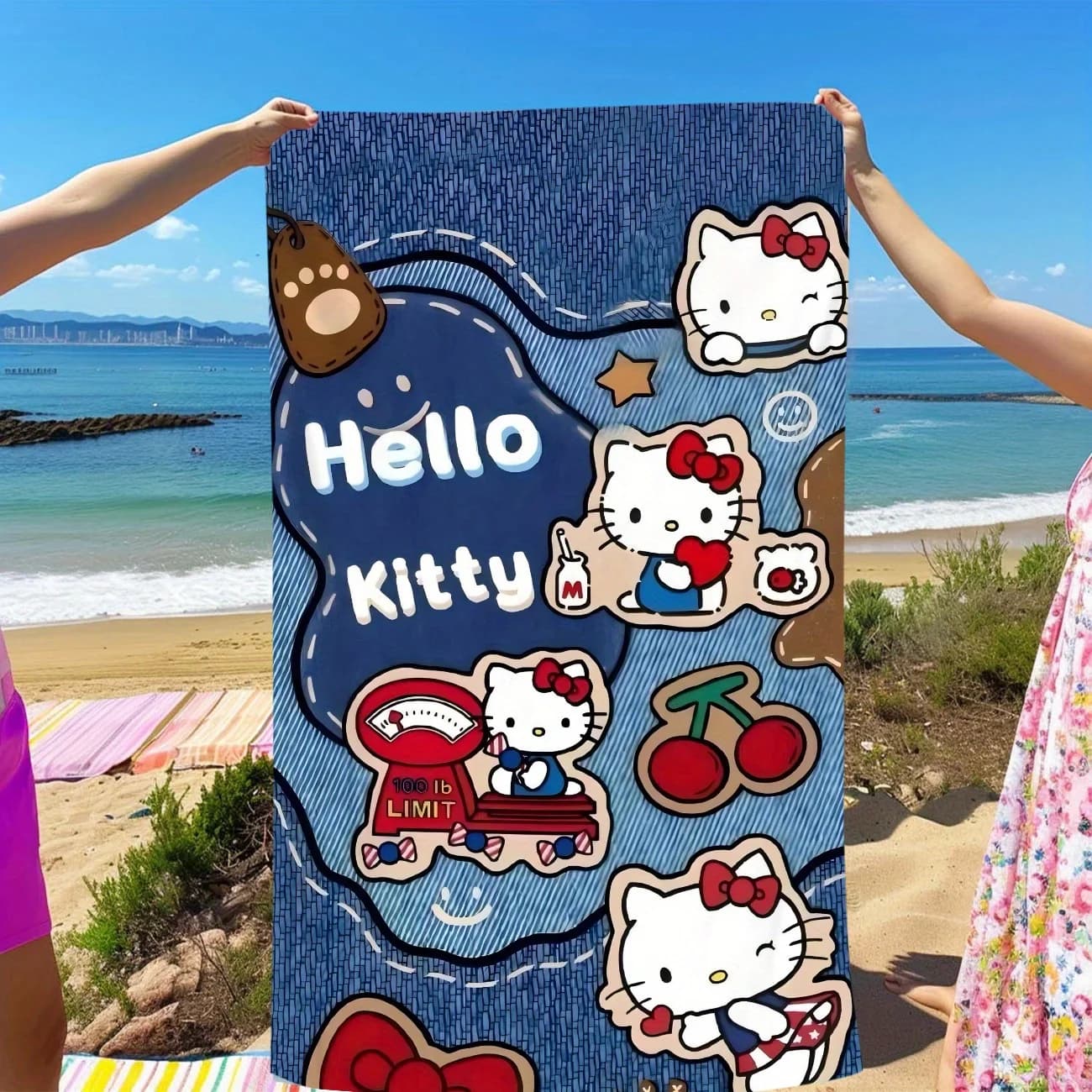 Asciugamano da spiaggia Hello Kitty - Asciugamano grande, morbido e assorbente ad asciugatura rapida, indispensabile per feste in spiaggia/piscina, yoga, nuoto e viaggi