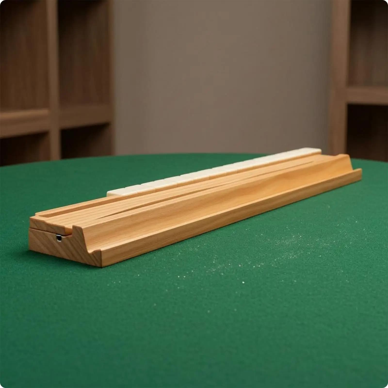 Unfinished Wooden Mahjong Tile Holder Grooved Rack Board Game Tray for Mahjong Tiles Classic Mahjong Table Play