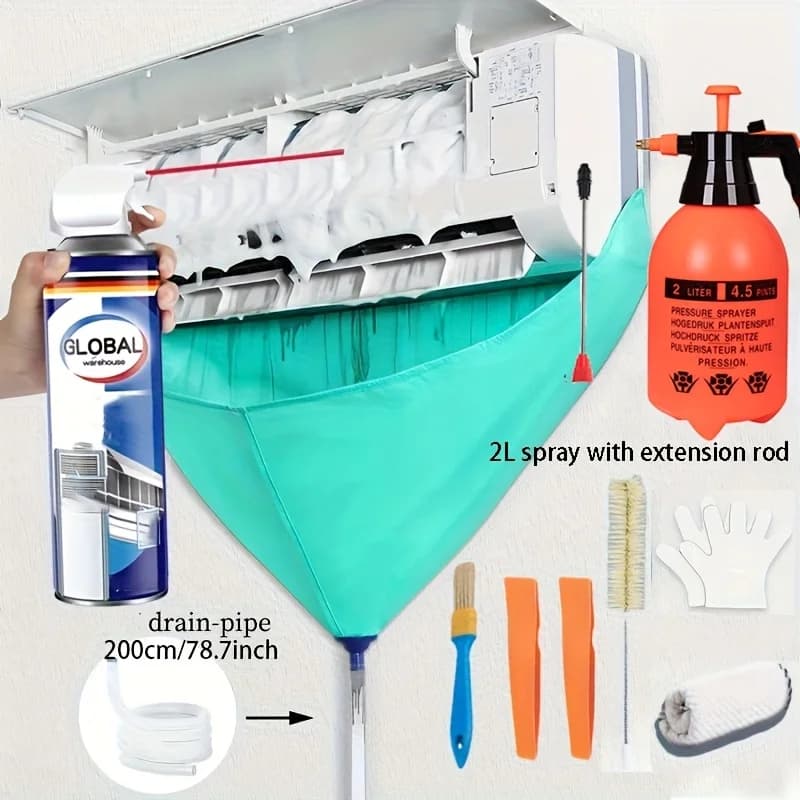 6/8 pieces 90 cm/35,4 inches thickened hanging kit cleaning cover air conditioning 9000-18000BTU with drainage tube brush spray summer set