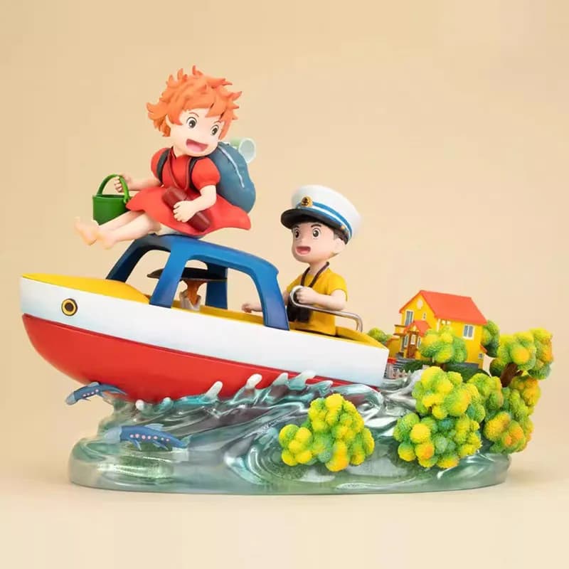Ponyo And Sosuke Sailboat Figure Ponyo On The Cliff By The Sea Anime Peripheral Ornaments Decoration Trendy Toys Gift For Kids