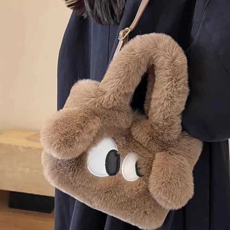 Borsa a tracolla in peluche con occhi grandi Kawaii Borsa a tracolla in pelliccia sintetica da donna Borsa tote e borsetta per borse firmate da donna Borsa a mano