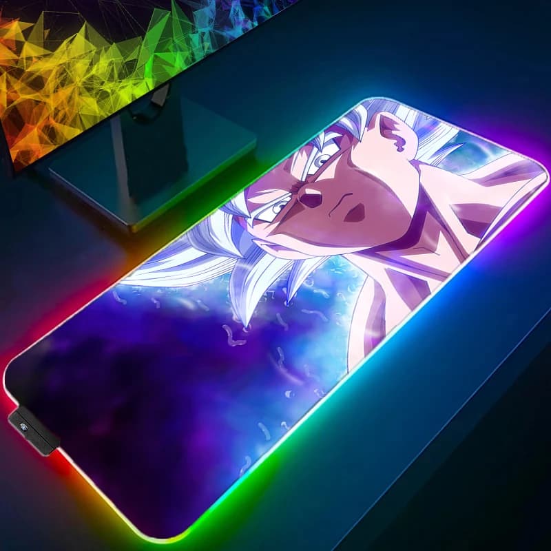 Tappetino per Mouse LED RGB Varmilo per Computer, Accessori da Gaming con Retroilluminazione Dragon Ball, Tappeto da Scrivania per Gamer, Mousepad Animato