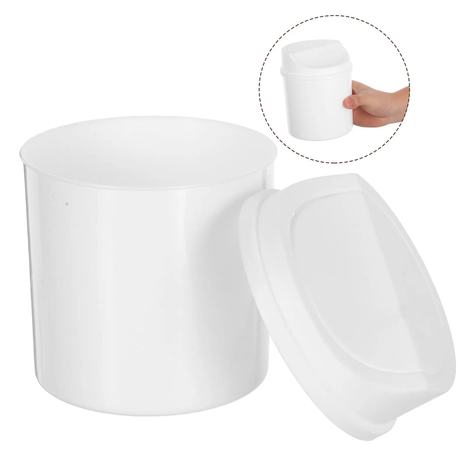 Compact Mini Trash Can 2L Desktop Garbage Bin Covered Lid Plastic Small Office Tabletop Waste Basket Desk Garbage Can