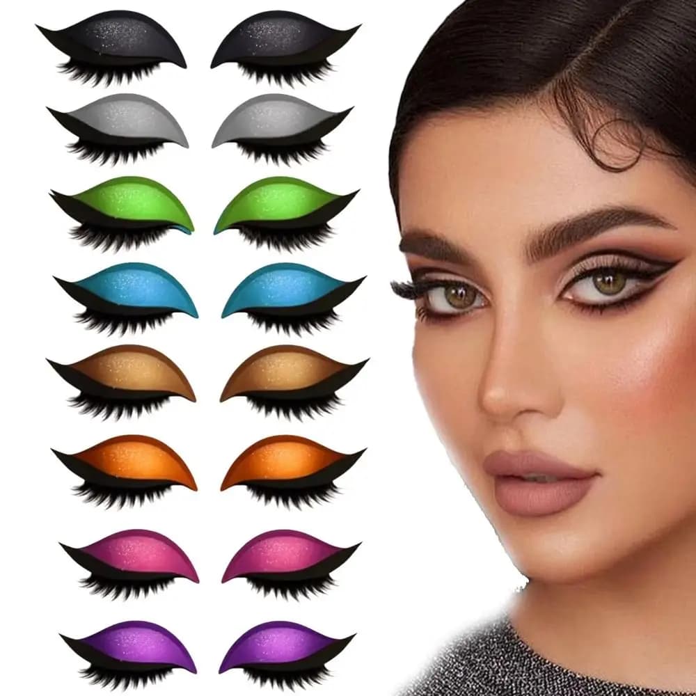 2 Paia di Patch Autoadesivi per Ombretto e Ciglia, Riutilizzabili, Trucco Rapido 3-in-1, Adesivi per Trucco Occhi Facili da Usare e Creativi
