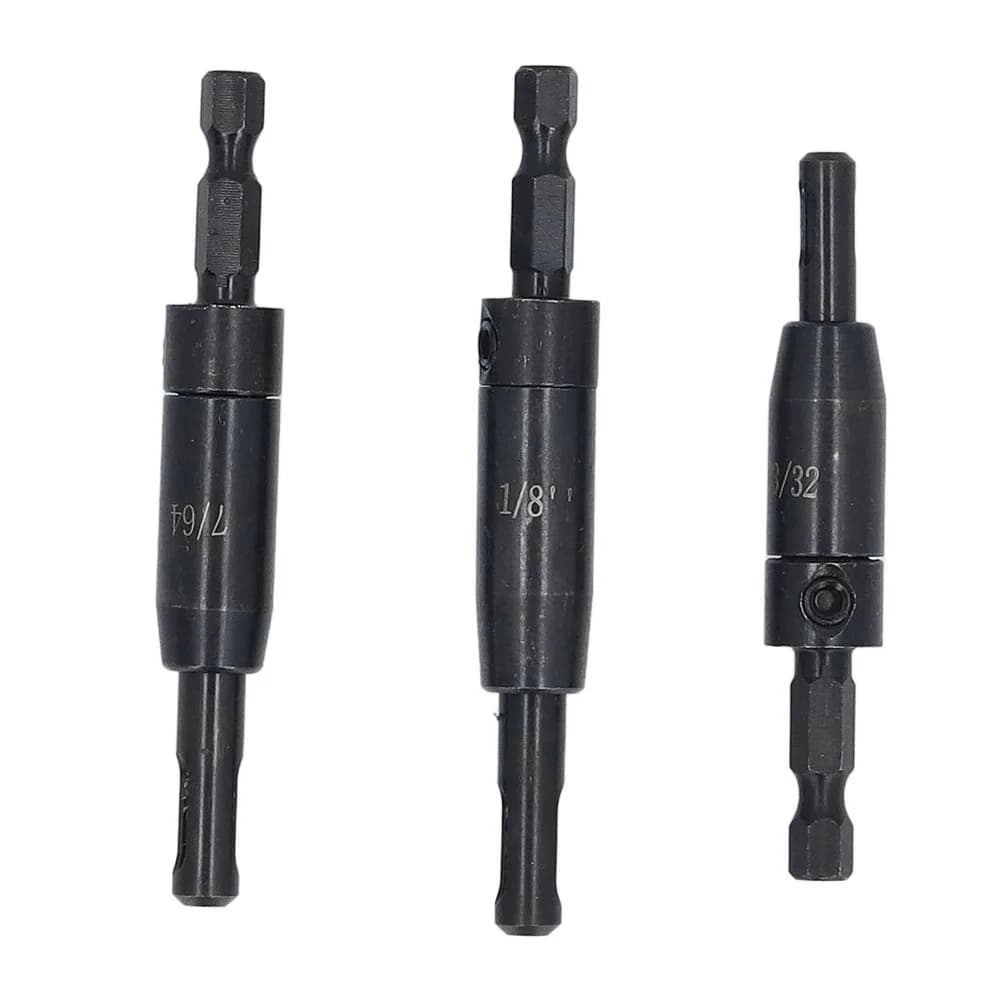 Set di 3 punte da trapano autocentranti da 3/32", 7/64", 1/8" con attacco esagonale HSS, punte per cerniere Clic-Change Center