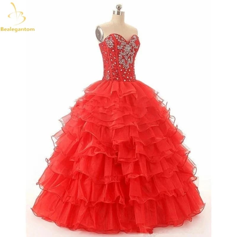 Bealegantom Sweetheart Abiti stile Quinceanera Abito da ballo con perline di cristallo Lace Up Sweet 16 Prom Party Gown Robes De Soiree QA613