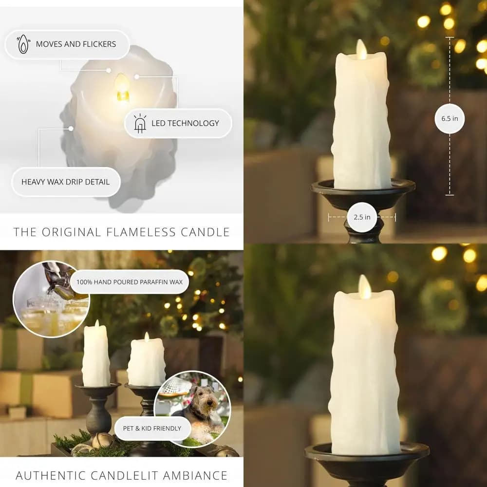 Battery powered white wax pillar candle, 2.5 x 6.5, with timer function, no perfume, long life