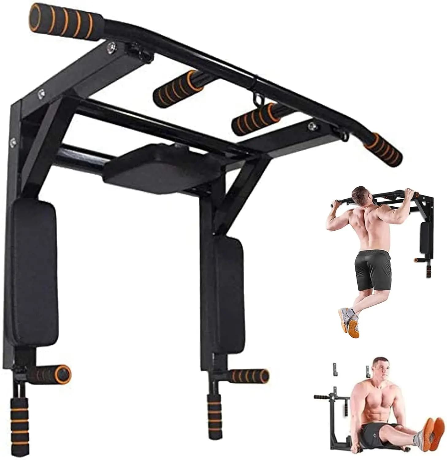 Barra per trazioni a parete multifunzionale con barra per trazioni Multi-Grip stazione per immersione per impieghi gravosi per allenamento in palestra a casa, stile mobile